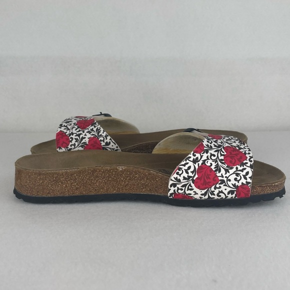 Birki’s Madrid Heart Sandals Women’s EUR 38 US 7-7.5 Black Swirl Red Heart Slide - Picture 5 of 12
